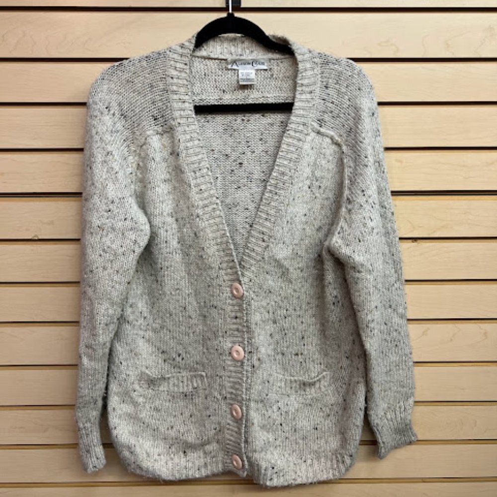 Grey Knitted Vintage 80s Cardigan